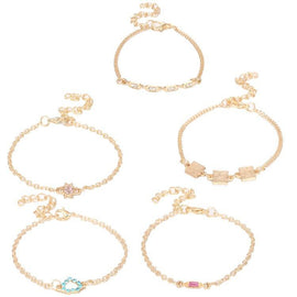 5 Piece Cute & Kitschy Pav'e Minimalist Bracelet Set