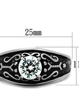 TK373 - High polished (no plating) Stainless Steel Ring with AAA Grade